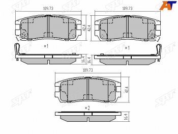 869 р. Колодки тормозные задние LH-RH SAT Great Wall Hover H3  дорестайлинг (2010-2014)  с доставкой в г. Воронеж. Увеличить фотографию 1