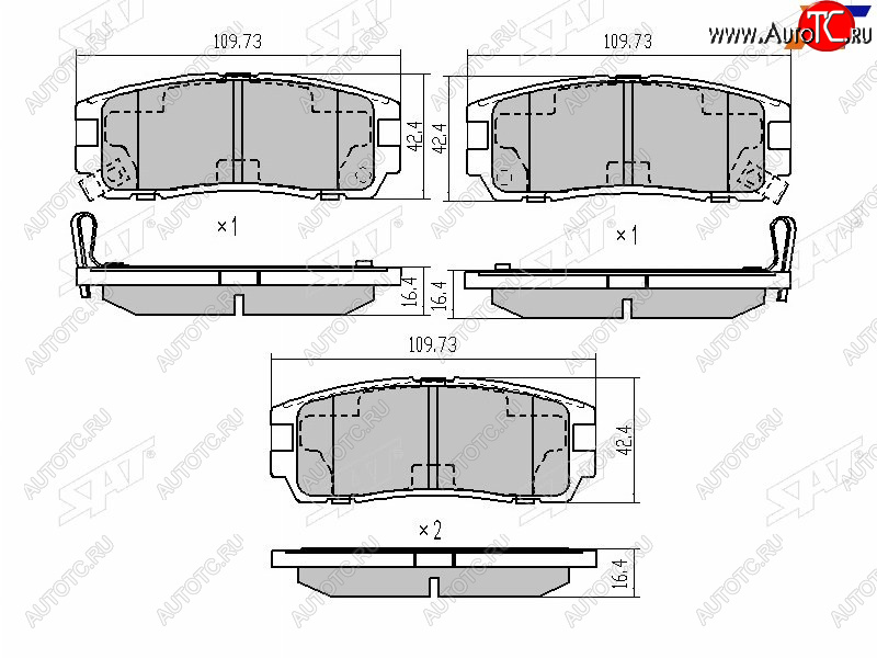 879 р. Колодки тормозные задние LH-RH SAT  Great Wall Hover H3 (2010-2025), Isuzu Trooper (1981-2002), Opel Monterey (1981-2002)  с доставкой в г. Воронеж