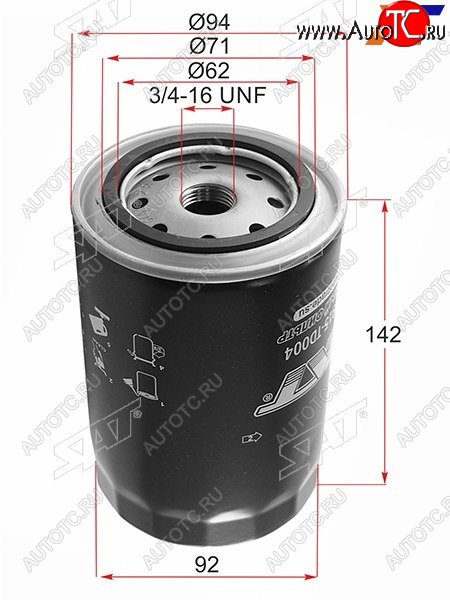 399 р. Фильтр масляный TOYOTA L,3L,2L,2LT,3V,4V,4,5VEU,4VU,2B,3B,11B,13B,2J,1FZFE -99 SAT ST-90915-TD004  с доставкой в г. Воронеж