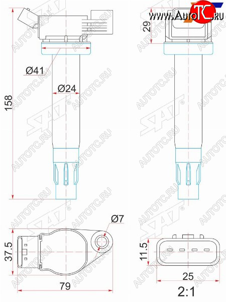1 399 р. Катушка зажигания TOYOTA KLUGERHIGLANDER MCU2#RX300330350 MCU3# 03- 3MZ-FE SAT ST-90919-02246  с доставкой в г. Воронеж