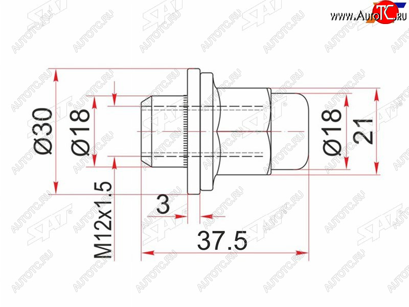 160 р. Гайка колесная закрытая чёрная TOYOTA HILUXLAND CRUISER PRADOTACOMAWILL VS SAT ST-90942-01077  с доставкой в г. Воронеж