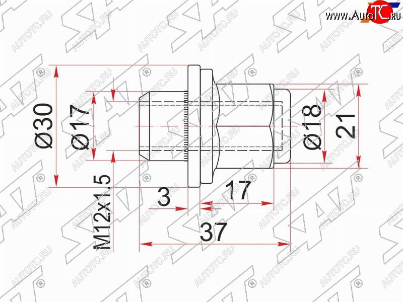 239 р. Гайка колесная хром закрытая HYUNDAIKIALEXUSMITSUBISHITOYOTA SAT ST-90942-01033  с доставкой в г. Воронеж