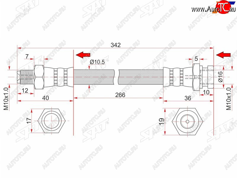 899 р. Шланг тормозной передний (Таиланд) RH SAT  Mitsubishi Fuso Canter (2000-2025)  с доставкой в г. Воронеж