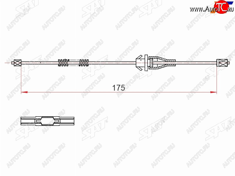 299 р. Трос ручника SAT  Ford Fusion 2  дорестайлинг, седан (2013-2016)  с доставкой в г. Воронеж