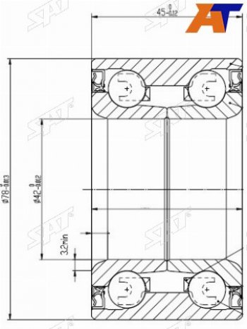 1 299 р. Подшипник передней ступицы FORD ESCAPEMAVERICKMAZDA TRIBUTE 00- SAT ST-EC01-33-048  с доставкой в г. Воронеж. Увеличить фотографию 3