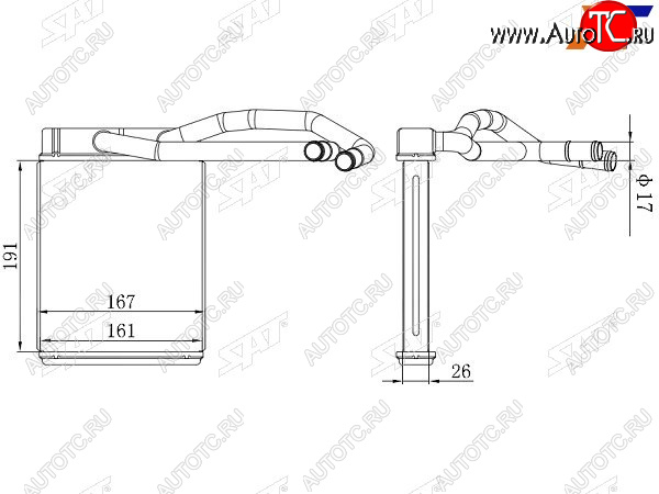 2 259 р. Радиатор отопителя салона HYUNDAI TERRACAN 01- SAT ST-HY12-395-0  с доставкой в г. Воронеж