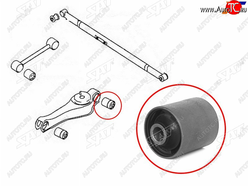 599 р. Сайлентблок Mitsubishi Delica 94-07  Pajero 91-06  Hyundai H1 97-07  Starex 97-07 SAT ST-MB-951814  с доставкой в г. Воронеж