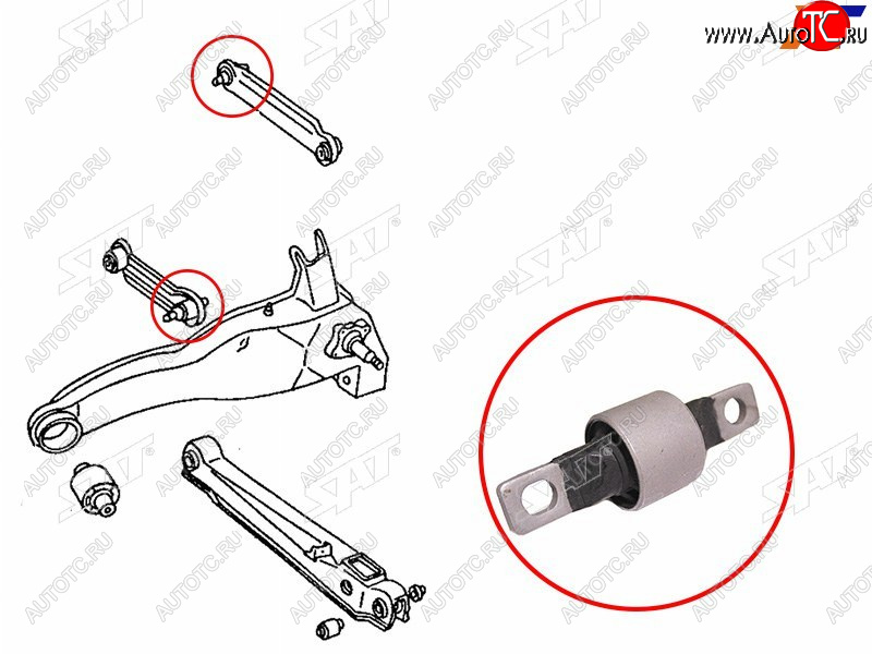 399 р. Сайлентблок Mitsubishi Lancer 95-01  Carisma 95-05  Space Star 98-05  Volvo S40 95-04  V40 95-04 SAT ST-MR102014  с доставкой в г. Воронеж