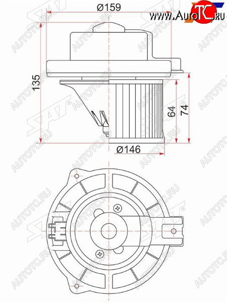 3 699 р. Мотор отопителя салона Mitsubishi Pajero Sport 96-08  Challenger 96-99 SAT ST-MR315962  с доставкой в г. Воронеж
