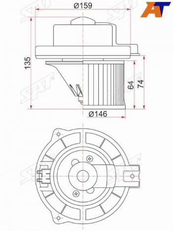 3 699 р. Мотор отопителя салона Mitsubishi Pajero Sport 96-08  Challenger 96-99 SAT ST-MR315962  с доставкой в г. Воронеж. Увеличить фотографию 2