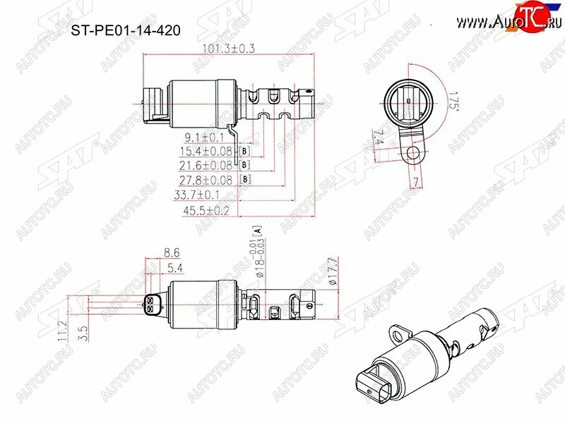1 799 р. Клапан изменения фаз ГРМ MAZDA CX-5 11- MAZDA 2 14- MAZDA 3 13- MAZDA 6 12- SAT ST-PE01-14-420  с доставкой в г. Воронеж