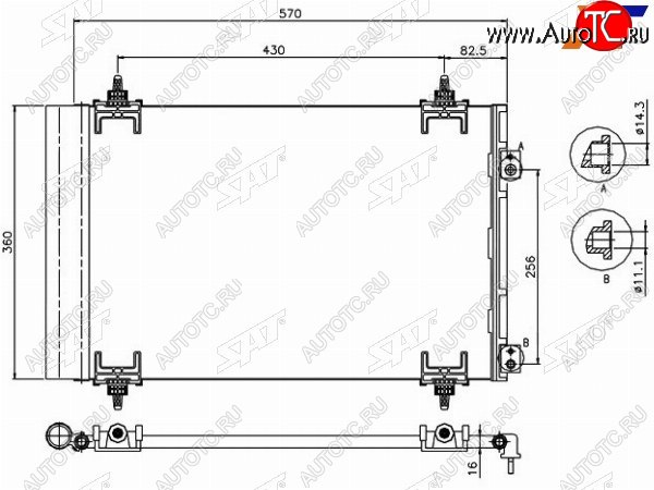 3 899 р. Радиатор кондиционера Citroen Berlingo 08-22  C4 04-11  C4 Picasso 07-14  Peugeot 308 07-15  Cit SAT ST-PG38-394-0  с доставкой в г. Воронеж