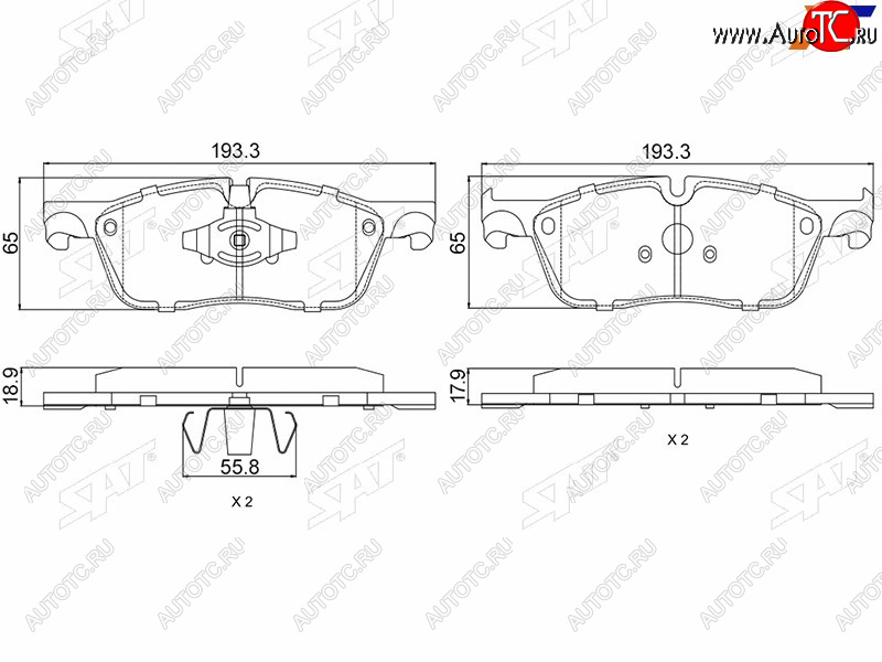 1 679 р. Колодки тормозные перед FL-FR SAT  Jaguar F-Pace  X761 (2015-2022), Land Rover Range Rover Velar  1 L560 (2017-2025)  с доставкой в г. Воронеж