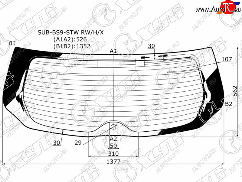 13 749 р. Стекло заднее (Цвет зеленый Обогрев Антенна 5D WGN) Subaru Legacy 15-19  Outback 14-21 XYG SUB-BS9-STW RW/H/X  с доставкой в г. Воронеж