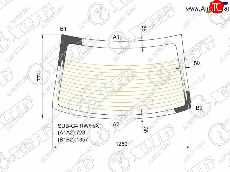 6 649 р. Стекло заднее (Цвет зеленый Обогрев) Subaru Impreza 11-16  Impreza WRX 14-21  Impreza WRX STI 14- XYG SUB-G4 RW/H/X  с доставкой в г. Воронеж