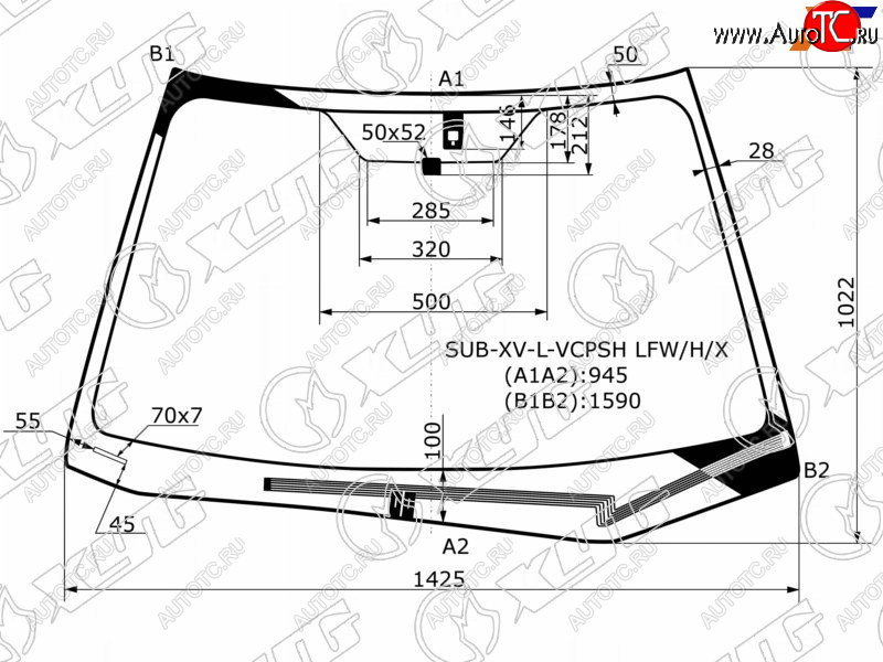 7 699 р. Стекло лобовое (Обогрев щеток Датчик дождя) Subaru Impreza 11-16  XV 11-17  Impreza WRX 14-21  I XYG SUB-XV-L-VCPSH LFW/H/X  с доставкой в г. Воронеж
