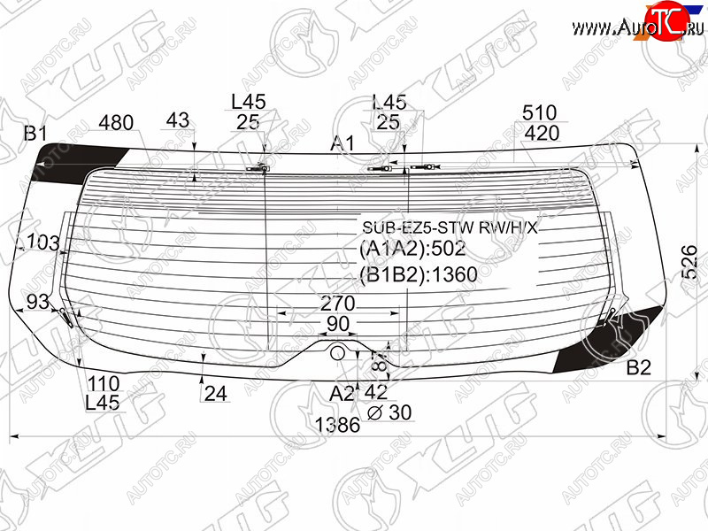 9 949 р. Стекло заднее (Цвет зеленый Обогрев Антенна 5D WGN) Subaru Legacy 09-15  Outback 09-15 XYG SUB-EZ5-STW RW/H/X  с доставкой в г. Воронеж