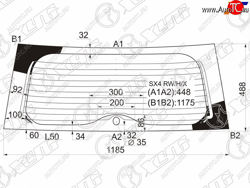 6 599 р. Стекло заднее (Цвет зеленый Обогрев 5D HBK) Suzuki SX4 06-16  Fiat Sedici 06-11 XYG SX4 RW/H/X  с доставкой в г. Воронеж