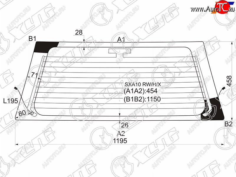 7 199 р. Стекло заднее (Цвет зеленый Обогрев) Toyota RAV4 (XA10) 94-00 XYG SXA10 RW/H/X  с доставкой в г. Воронеж