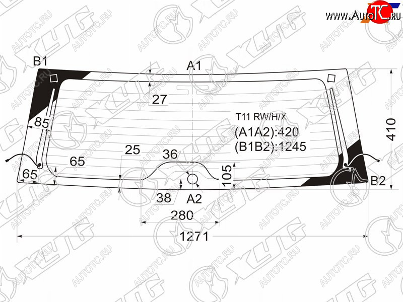 9 749 р. Стекло заднее (Цвет зеленый Обогрев Антенна) Chery Tiggo T11 05-16  Vortex Tingo 10-14 XYG T11 RW/H/X  с доставкой в г. Воронеж