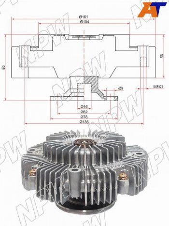 7 549 р. Вискомуфта TOYOTA HILUX 15- 2TR NPW T-163F  с доставкой в г. Воронеж. Увеличить фотографию 1