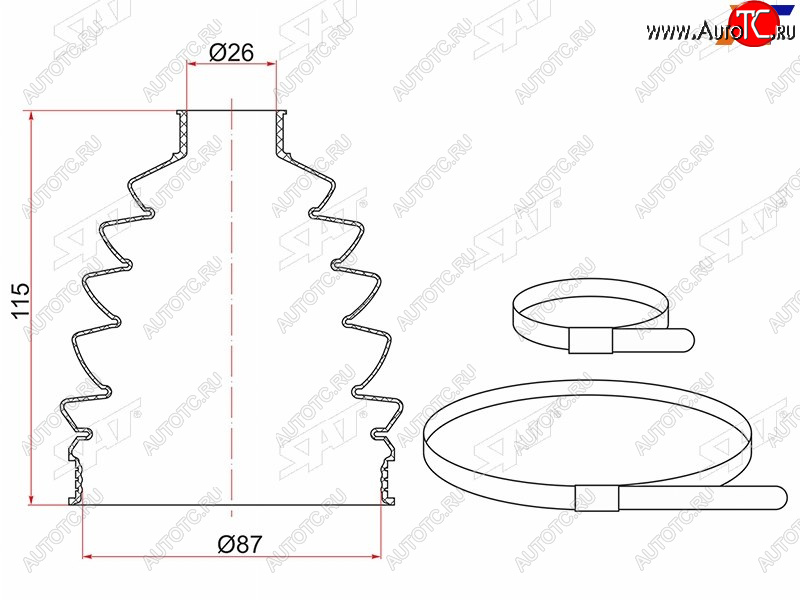 469 р. Пыльник шруса наружный перед VW POLO (2 хомута. термопластик) SAT TC-006  с доставкой в г. Воронеж