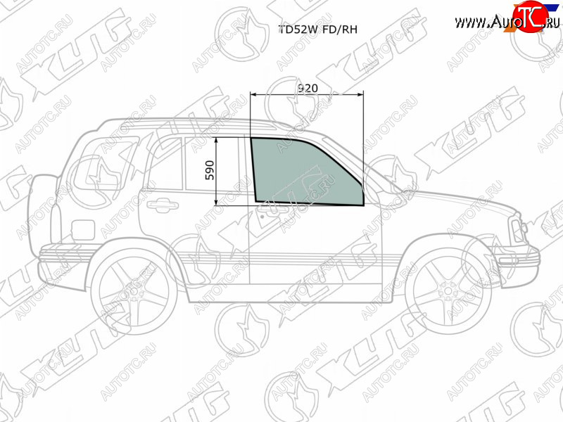 2 789 р. Стекло боковое опускное (Спереди Справа Цвет зеленый) Suzuki Escudo 97-05  Grand Vitara 97-05  C XYG TD52W FD/RH  с доставкой в г. Воронеж
