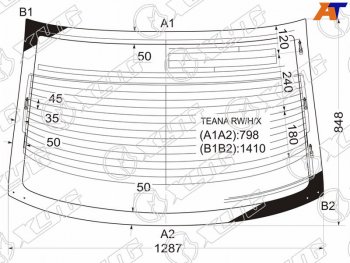 9 749 р. Стекло заднее (Цвет зеленый Обогрев Антенна) Nissan Teana 03-08 XYG TEANA RW/H/X  с доставкой в г. Воронеж. Увеличить фотографию 1