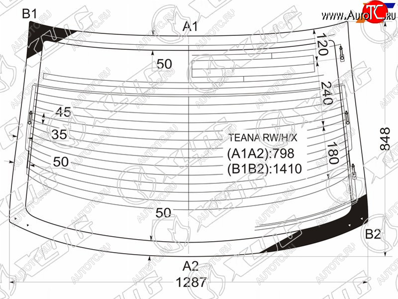 9 749 р. Стекло заднее (Цвет зеленый Обогрев Антенна) Nissan Teana 03-08 XYG TEANA RW/H/X  с доставкой в г. Воронеж