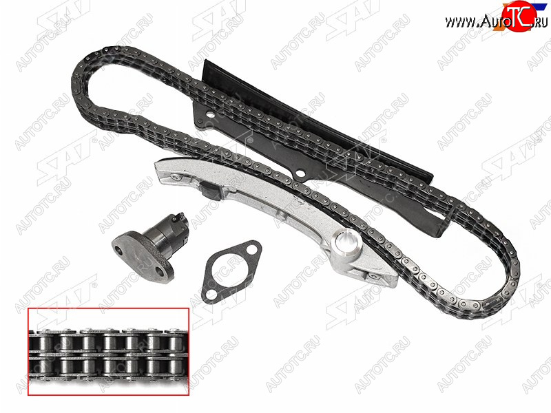 5 849 р. Комплект цепи ГРМ MITSUBISHI PAJERODELICA 4M40 93- цепь двухрядная SAT TK-MB204-N  с доставкой в г. Воронеж