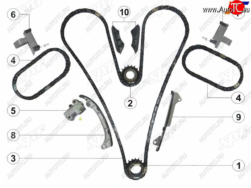 10 899 р. Комплект цепи ГРМ TOYOTA CAMRY,HIGHLANDER,RAV4, LEXUS IS,GS 2-4GR SAT TK-TY212-A  с доставкой в г. Воронеж