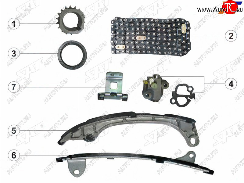 5 999 р. Комплект цепи ГРМ TOYOTA CAMRY,HIGHLANDER,VENZA 09- 1-2AR SAT TK-TY130-B  с доставкой в г. Воронеж