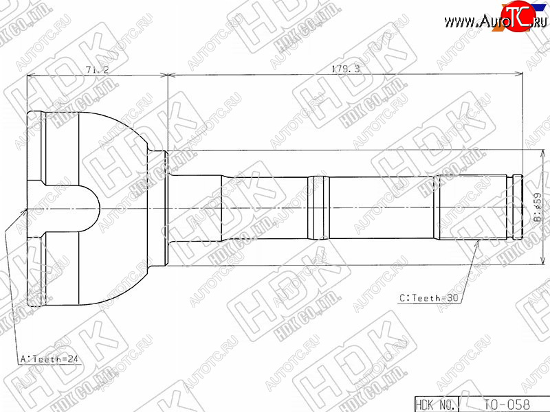 5 999 р. Шрус наружный TOYOTA LAND CRUISER HZJ7# 90- 98HZJ105 1FZ1HZ 4WD 98- HDK TO-058  с доставкой в г. Воронеж