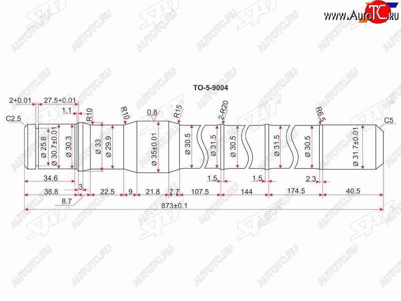 2 859 р. Полуось FR TY Land Cruiser 80105 (длинная)  -LH SAT TO-5-9004  с доставкой в г. Воронеж