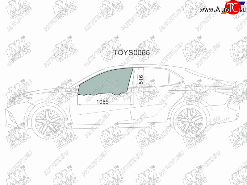 3 199 р. Стекло боковое опускное (Спереди Слева Цвет зеленый) Toyota Camry (XV70) 17-21  Camry UAEUSA 17- KMK TOYS0066  с доставкой в г. Воронеж