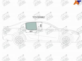 2 499 р. Стекло боковое опускное (Сзади Справа Цвет зеленый) Toyota Camry (XV70) 17-21  Camry UAEUSA 17-2 KMK TOYS0062  с доставкой в г. Воронеж. Увеличить фотографию 1
