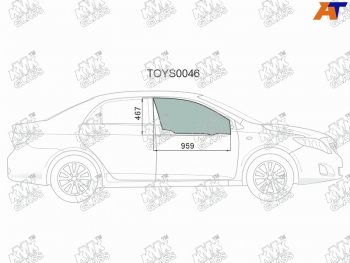 2 349 р. Стекло боковое опускное (Спереди Справа Цвет зеленый) Toyota Corolla (E150) 06-13  Corolla USA (E KMK TOYS0046  с доставкой в г. Воронеж. Увеличить фотографию 1
