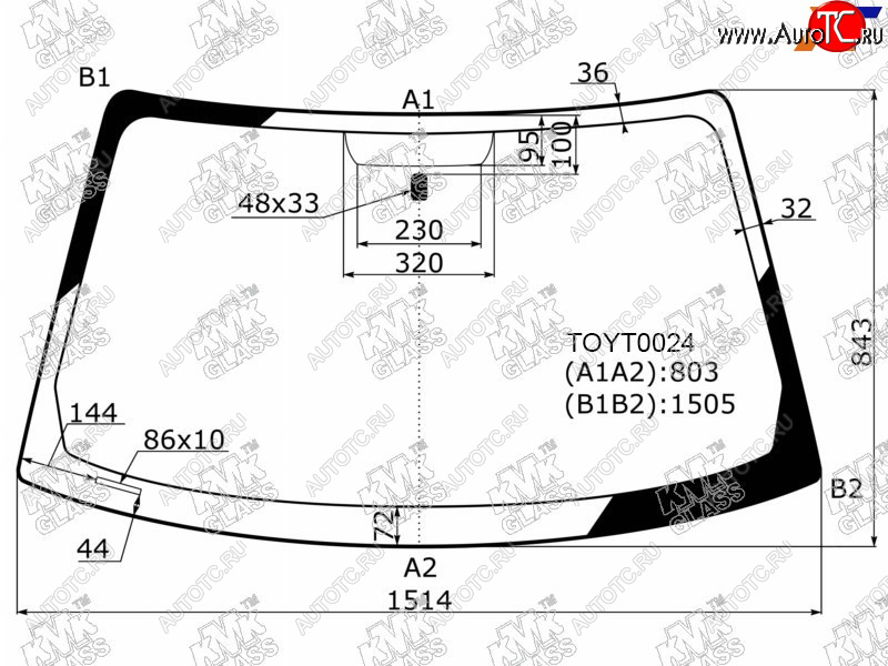 5 699 р. Стекло лобовое TOYOTA CAMRY GRACIA 45D 96-01MARK II QUALIS 97-02                                   KMK TOYT0024  с доставкой в г. Воронеж