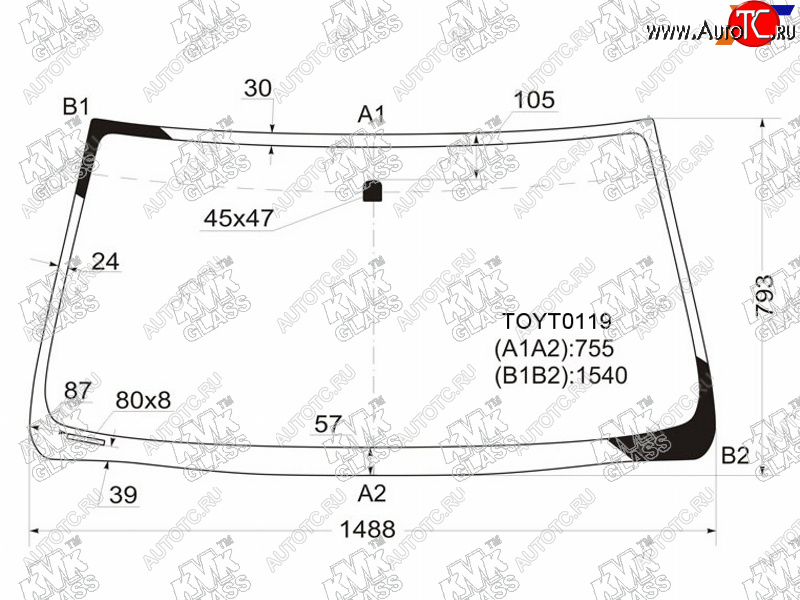 4 799 р. Стекло лобовое TOYOTA LAND CRUISER PRADO 35DLEXUS GX470 02-09                                      KMK TOYT0119  с доставкой в г. Воронеж