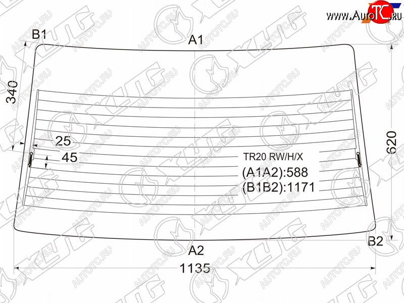 8 749 р. Стекло заднее (Цвет зеленый Обогрев) Toyota Estima 90-99  Estima Emina 92-99  Estima Lucida 92-99 XYG TR20 RW/H  с доставкой в г. Воронеж