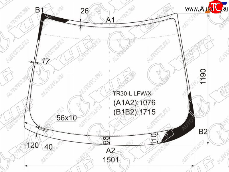 8 949 р. Стекло лобовое Toyota Estima 00-05  Previa 00-07 XYG TR30-L LFW/X  с доставкой в г. Воронеж