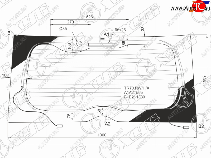 9 949 р. Стекло заднее (Цвет зеленый Обогрев) Toyota Noah 14-22  Voxy 14-22  Esquire 14-21 XYG TR70 RW/H/X  с доставкой в г. Воронеж