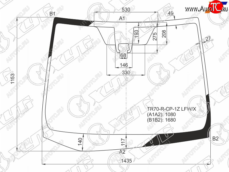 10 849 р. Стекло лобовое (Камера) Toyota Noah 14-17  Voxy 14-17  Esquire 14-17 XYG TR70-R-CP-1Z LFW/X  с доставкой в г. Воронеж