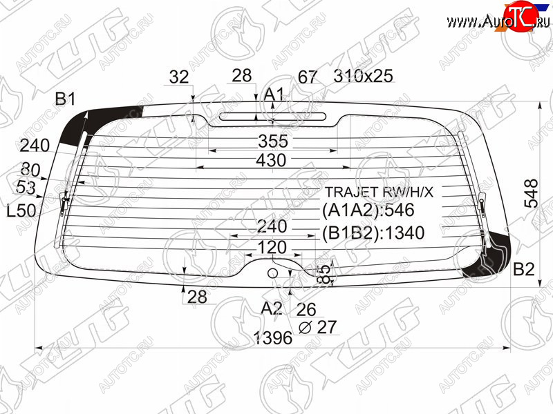 12 449 р. Стекло заднее (Цвет зеленый Обогрев) Hyundai Trajet 99-08 XYG TRAJET RW/H/X  с доставкой в г. Воронеж
