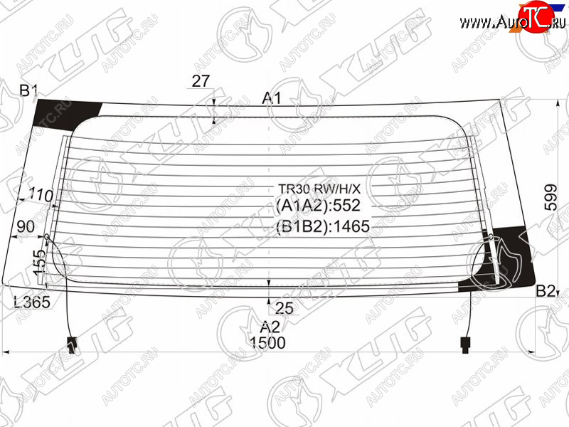11 249 р. Стекло заднее (Цвет зеленый Обогрев) Toyota Estima 00-05  Previa 00-07 XYG TR30 RW/H/X  с доставкой в г. Воронеж