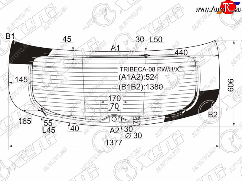 13 199 р. Стекло заднее (Цвет зеленый Обогрев Антенна) Subaru B9 Tribeca 07-14  Tribeca 07-14 XYG TRIBECA-08 RW/H/X  с доставкой в г. Воронеж