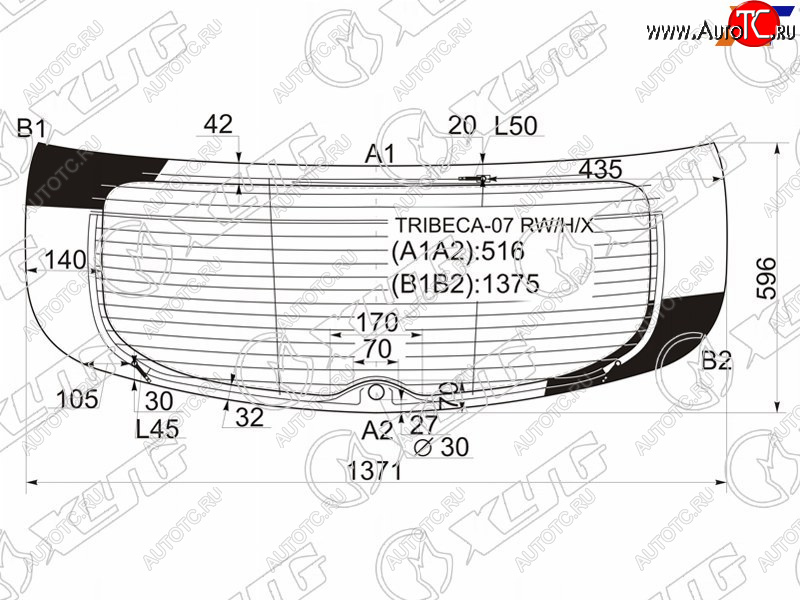 16 649 р. Стекло заднее (Цвет зеленый Обогрев Антенна) Subaru B9 Tribeca 04-07 XYG TRIBECA-07 RW/H/X  с доставкой в г. Воронеж