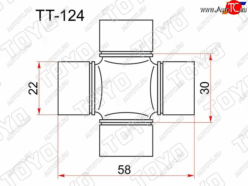 779 р. Крестовина карданного вала TOYOTA RX3## NOAH RA ACA2# GX9# FORESTER S12 IMPREZA GE GH LE без тавотни TOYO TT-124  с доставкой в г. Воронеж