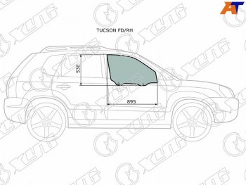 2 789 р. Стекло боковое опускное (Спереди Справа Цвет зеленый) Hyundai Tucson 04-09 XYG TUCSON FD/RH  с доставкой в г. Воронеж. Увеличить фотографию 1