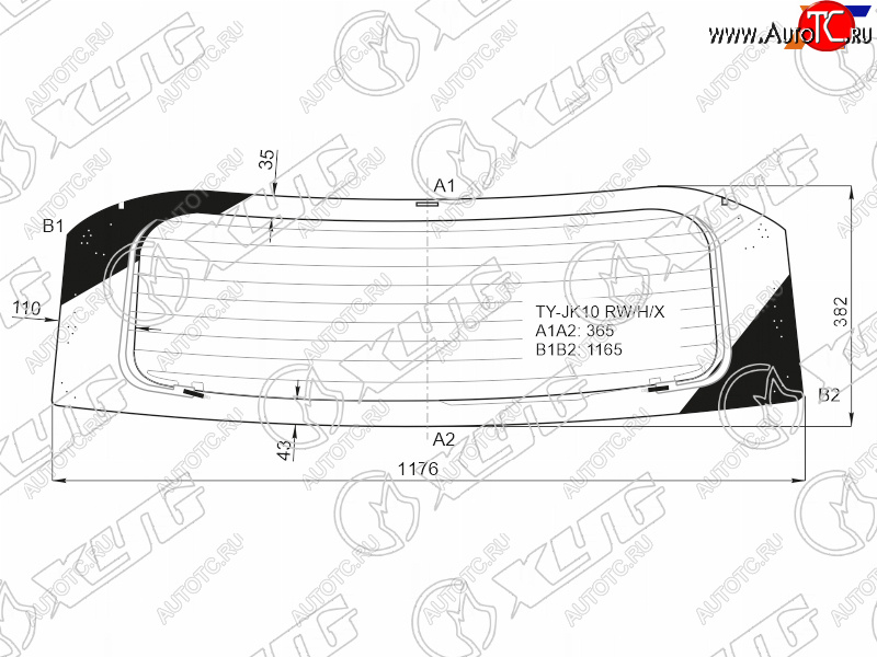 8 299 р. Стекло заднее (Цвет зеленый Обогрев) Toyota Aqua 11-21 XYG TY-JK10 RW/H/X  с доставкой в г. Воронеж